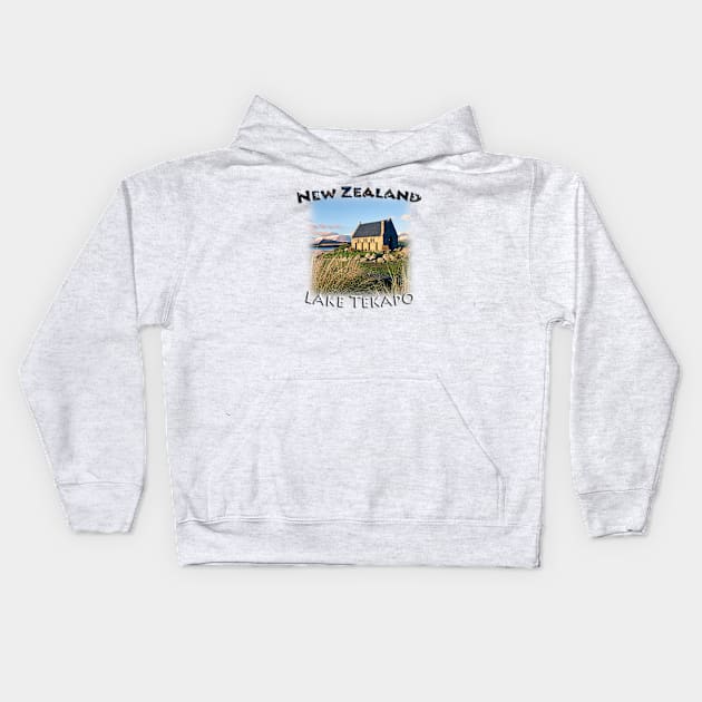 New Zealand - Lake Tekapo, Good Shepherd Kids Hoodie by TouristMerch